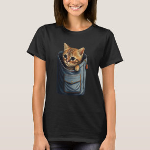 Camiseta Gato Marrón Se Sienta en Gatos de Bolsillo
