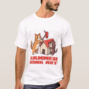 Camiseta Gato Martillo Bonk Meme Divertido Arte Retro Lindo