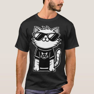 Camiseta Gato más frío del mundo con gafas de sol negro