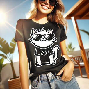 Camiseta Gato más frío del mundo con gafas de sol negro