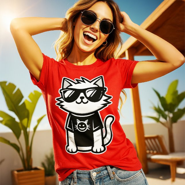 Camiseta Gato más frío del mundo con gafas de sol rojo (Subido por el creador)