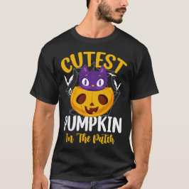 Camiseta Gato más lindo en calabaza en el parche