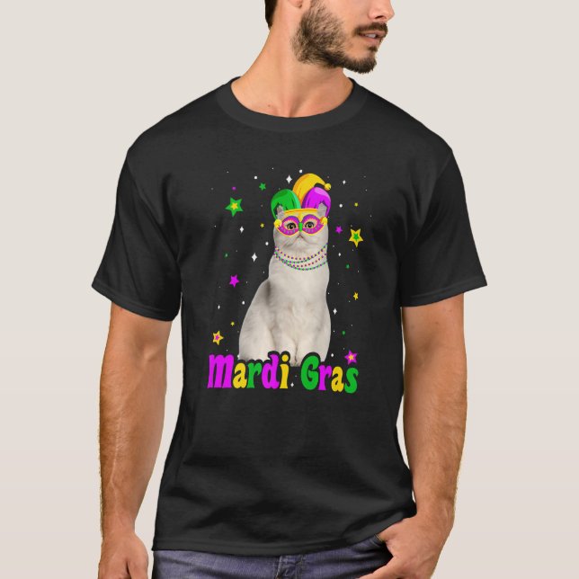 Camiseta Gato Mascara Persa Mardi Gras Carnavales Animales (Anverso)