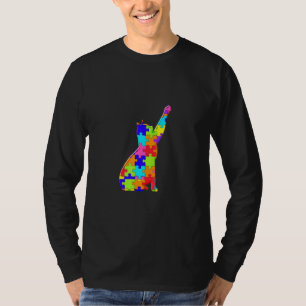 Camiseta Gato Mascota Animal Rompecabezas del autismo