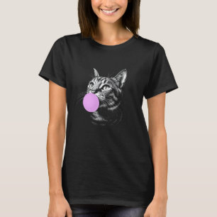 Camiseta Gato masticando la goma de mascar la cara, diverti