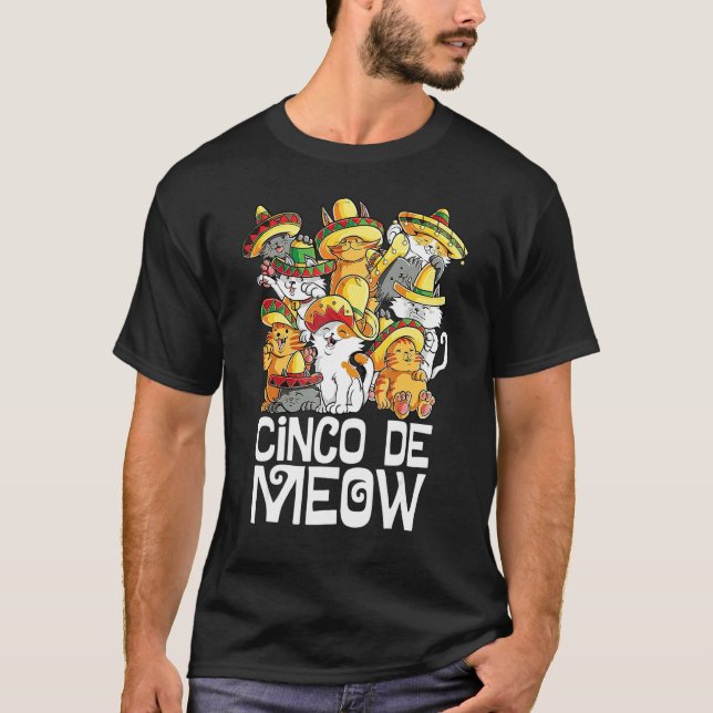Camiseta Gato maya Sombrero Taco Mexicano Cinco De Mayo Cin (Anverso)