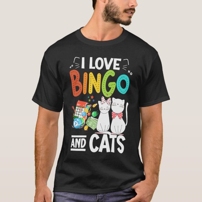 Camiseta Gato Me Encanta Bingo Y Gatos Jugador De Bingo B (Anverso)