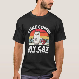 Camiseta Gato Me Gusta Café Mi Gato Y Quizás 3 Personas