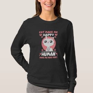 Camiseta Gato me hace feliz humano me duele la cabeza