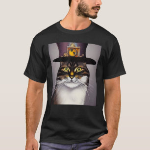Camiseta Gato mecánico Ingenuidad desatar Steampunk AI Cat