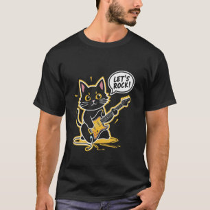 Camiseta Gato Mecedor Tocando Guitarra Un Delicioso Humor p