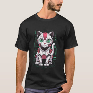 Camiseta Gato Mecha Robot Androide Cyborg Mamá Papá Niños