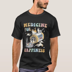 Camiseta Gato Medicina Para La Felicidad Graciosa Gato Aman