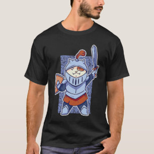 Camiseta Gato medieval gatito con espada y dragones de escu