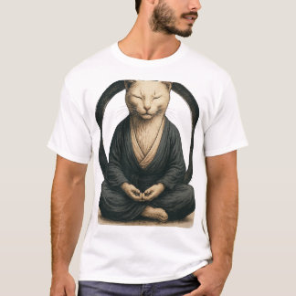 Camiseta Gato Meditando Zen – Arte de Yoga Consciente Círcu