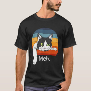 Camiseta Gato Meh Retro Antiguo Gato para Introvertido