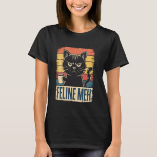 Camiseta Gato Meh Retro Divertido Sarcástico Molesto Café