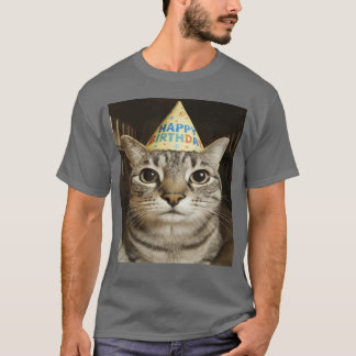 Camiseta Gato Meme de Cumpleaños Divertido Mirando Adultos