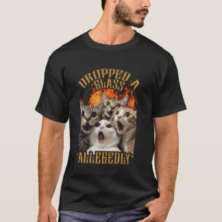 Camiseta Gato Meme Divertido GenZ Gato Dejó Caer Vaso Presu