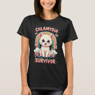 Camiseta Gato Meme Divertido Superviviente de Clamidia Chis
