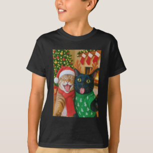 Camiseta Gato Meme Divertido Tomándose Una Selfie Navidad L