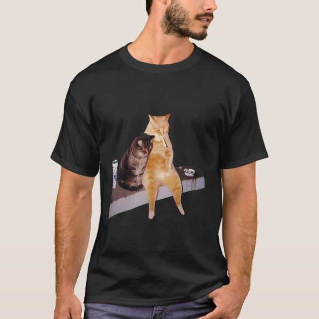 Camiseta Gato Meme Gato Fumando Cigarrillo (Anverso)
