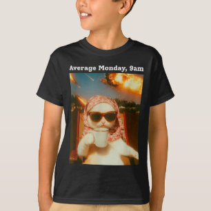 Camiseta Gato Meme Lunes Promedio 9am Divertido Sarcástico 