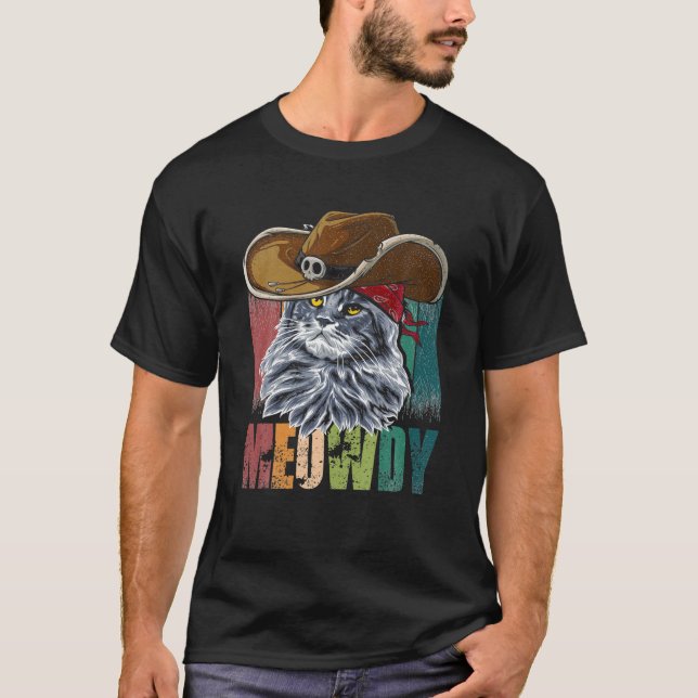 Camiseta Gato Meowdy Amantes De Gatos Graciosos Para Hombre (Anverso)