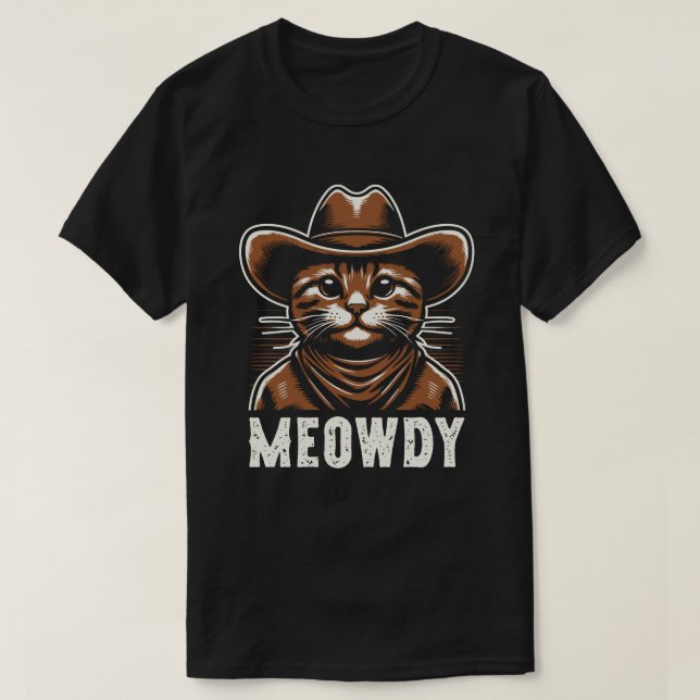 Camiseta Gato Meowdy en Gorra de Cowboy (Diseño del anverso)