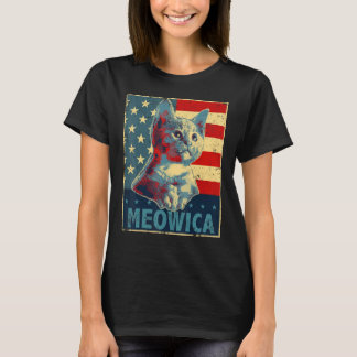 Camiseta Gato Meowica 4 de julio Bandera Patriótica Estadou