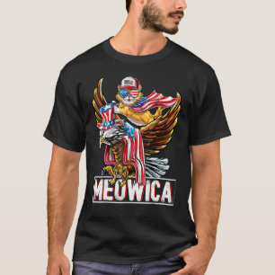 Camiseta Gato Meowica Águila Calva 4 De Julio Americano Pat