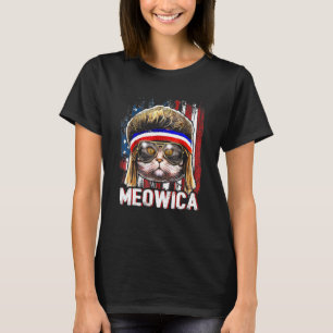 Camiseta Gato Meowica Mullet Bandera Estadounidense Patriót