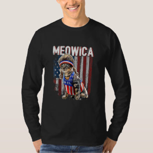 Camiseta Gato Meowica Mullet Bandera Estadounidense Patriót