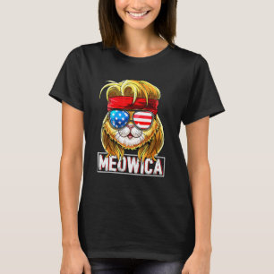 Camiseta Gato Meowica Mullet Bandera Estadounidense Patriót
