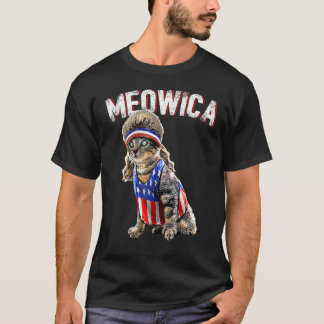 Camiseta Gato Meowica Mullet Bandera Estadounidense Patriót