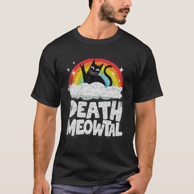 Camiseta Gato Meowtal Muerte Retro Arcoiris Niños Gótico Gr (Anverso)