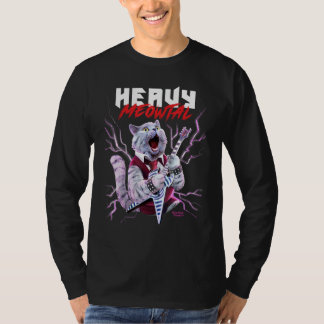 Camiseta Gato Meowtal pesado tocando Metalizado guitarra gr