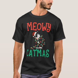 Camiseta gato meowu regalo de navidad con luz de Navidad