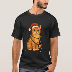Camiseta Gato Meowy Catmas Divertido Gato en Luces de Navid