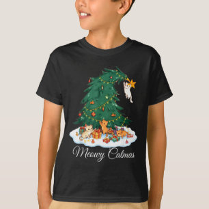 Camiseta Gato Meowy Navidad Árbol de Navidad Xmas Santa Div