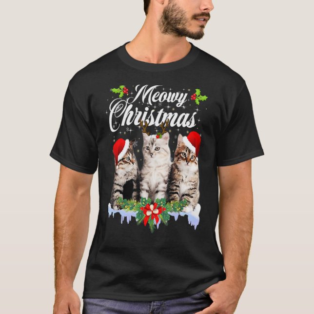 Camiseta Gato Meowy Navidades en pareja Pajamas Santa (Anverso)