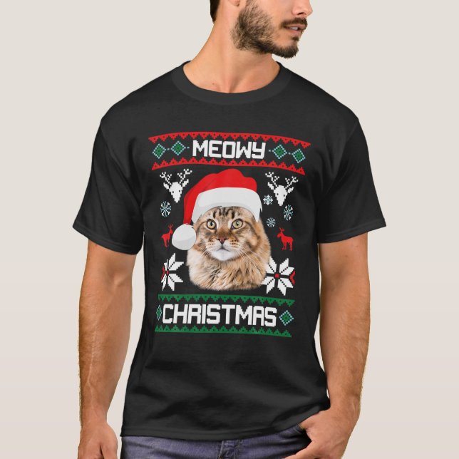 Camiseta Gato Meowy Navidades en pareja Pajamas Santa (Anverso)