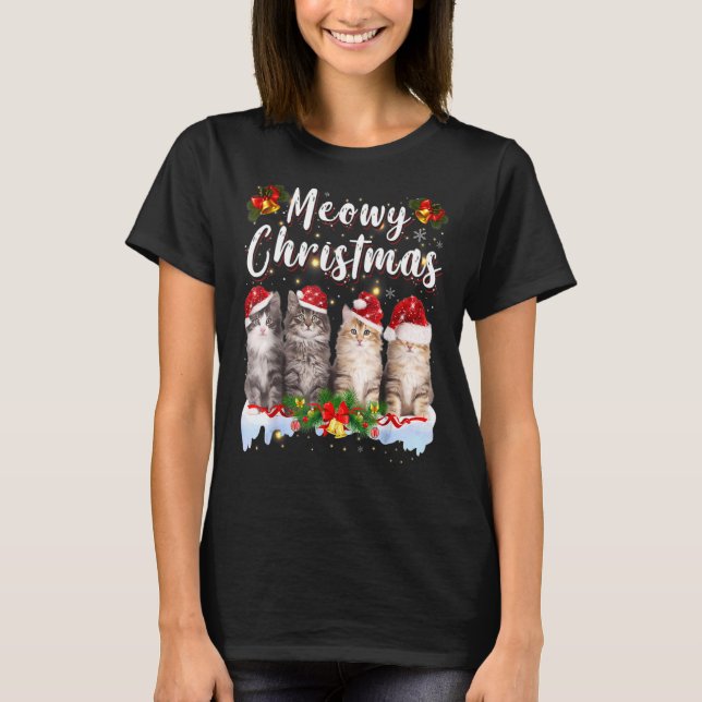Camiseta Gato Meowy Navidades en pareja Pajamas Santa (Anverso)