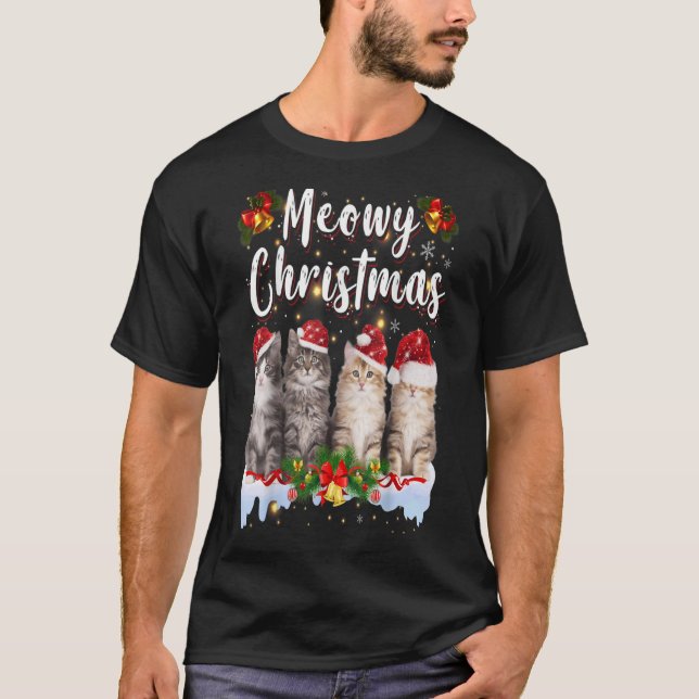 Camiseta Gato Meowy Navidades en pareja Pajamas Santa (Anverso)