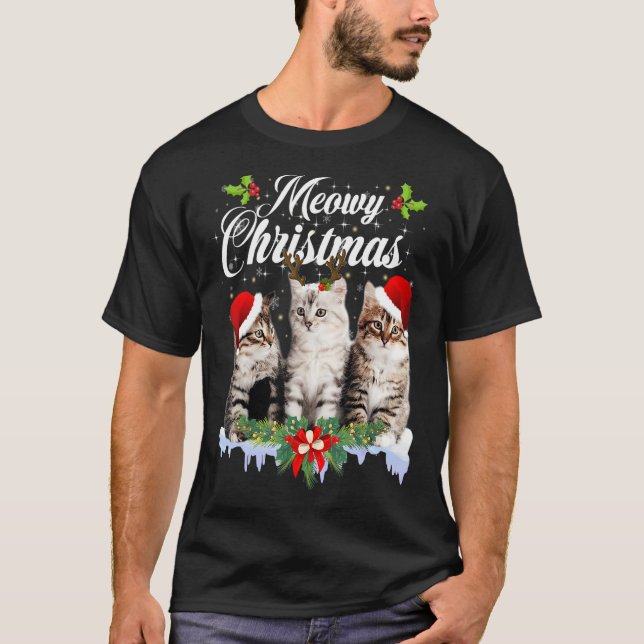 Camiseta Gato Meowy Navidades en pareja Pajamas Santa (Anverso)