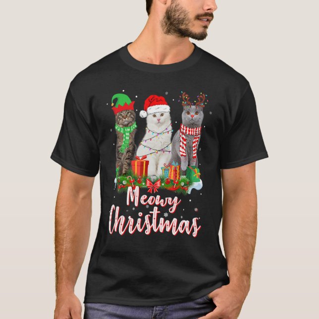 Camiseta Gato Meowy Navidades en pareja Pajamas Santa (Anverso)