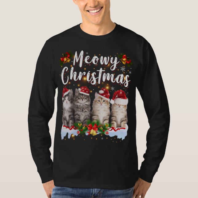 Camiseta Gato Meowy Navidades en pareja Pajamas Santa (Anverso)