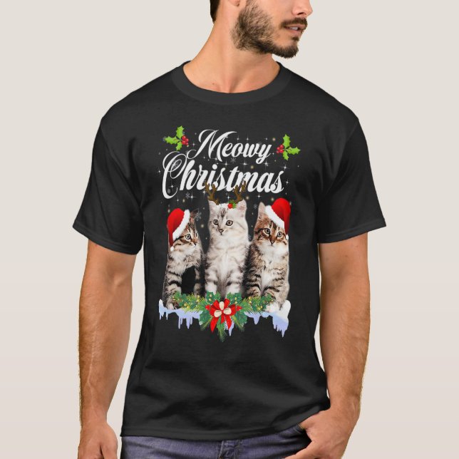 Camiseta Gato Meowy Navidades en pareja Pajamas Santa (Anverso)
