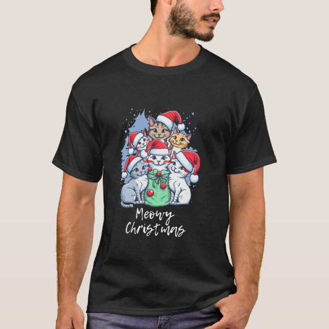 Camiseta Gato Meowy Navidades Familia Coincidiendo Con Gato (Anverso)