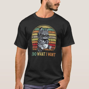 Camiseta Gato Meowy para hombres Retro hago lo que quiero g